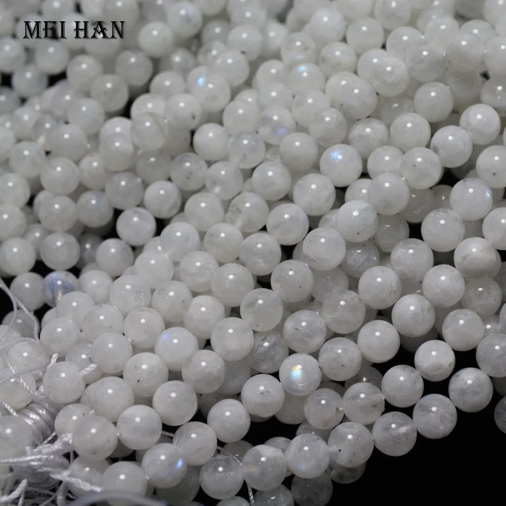 Meihan(46 бусин/прядь/35 г) натуральный лунный камень 8-8,5 мм Гладкие Круглые бусины для изготовления ювелирных изделий