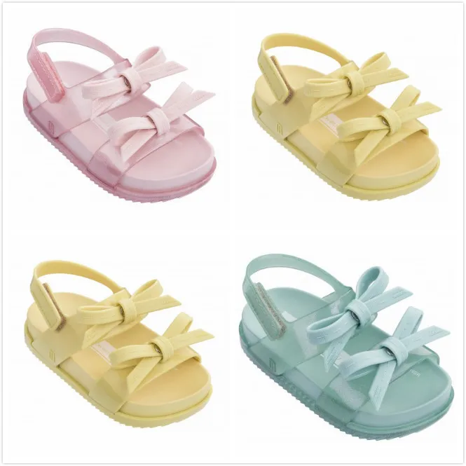 Mini Melissa/ г. Космические сандалии прозрачные сандалии для девочек босоножки для девочки принцессы с бантом детская пляжная обувь Нескользящая детская мини Melissa Baby