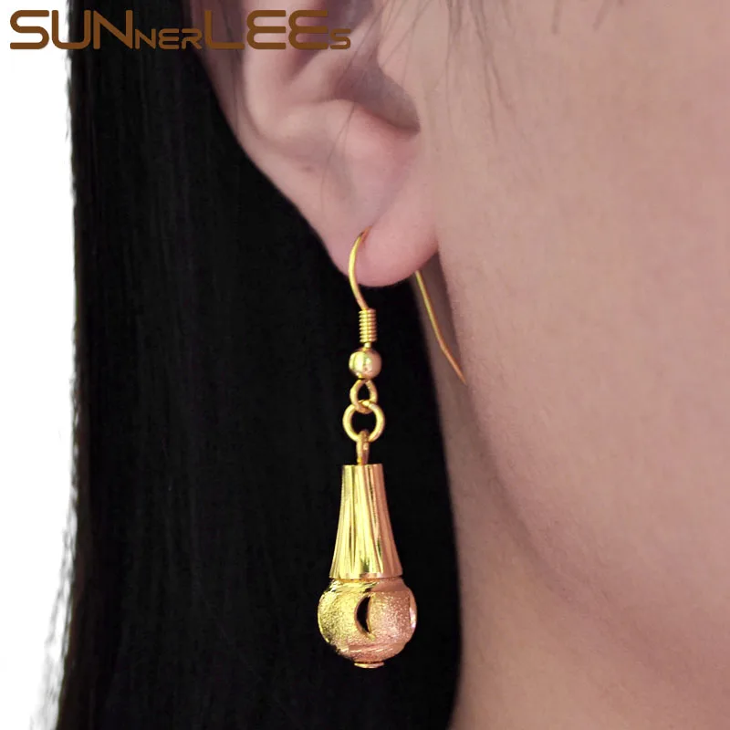 

SUNNERLEES Fashion Jewelry Gold-Color Drop Earrings Lucky Beads Dangles Women Girl Gift EY01