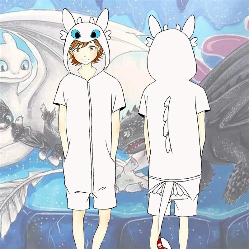 

2019 New How To Train Your Dragon Toothless Light Fury Cosplay Costumes Kids Adult Summer Jumpsuits Bathrobe Pajamas Sleepwear