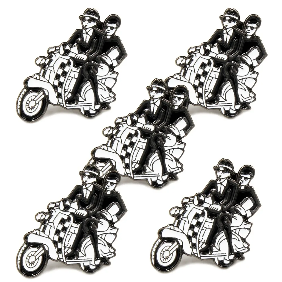 TOP RANKING TWO TONE SKA SCOOTER Enamel Pin Badge Mod Scooter