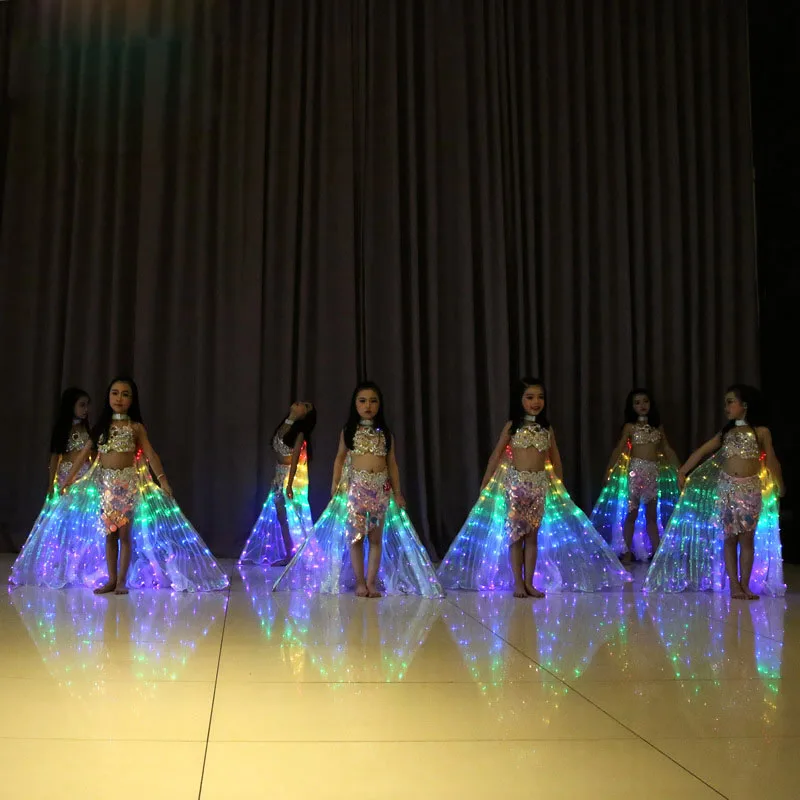 Girls Colored LED Light Belly Dance Wings Butterfly Costume for Kids Oriental Indian Bellydance Performance Dancing Accessories Girls Colored LED Light Belly Dance Wings Butterfly Costume for Kids Oriental Indian Bellydance Performance Dancing Accessories
