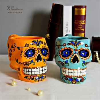 

Creative character skeleton ceramic cup punk mug Halloween jack skellington skull mug gift