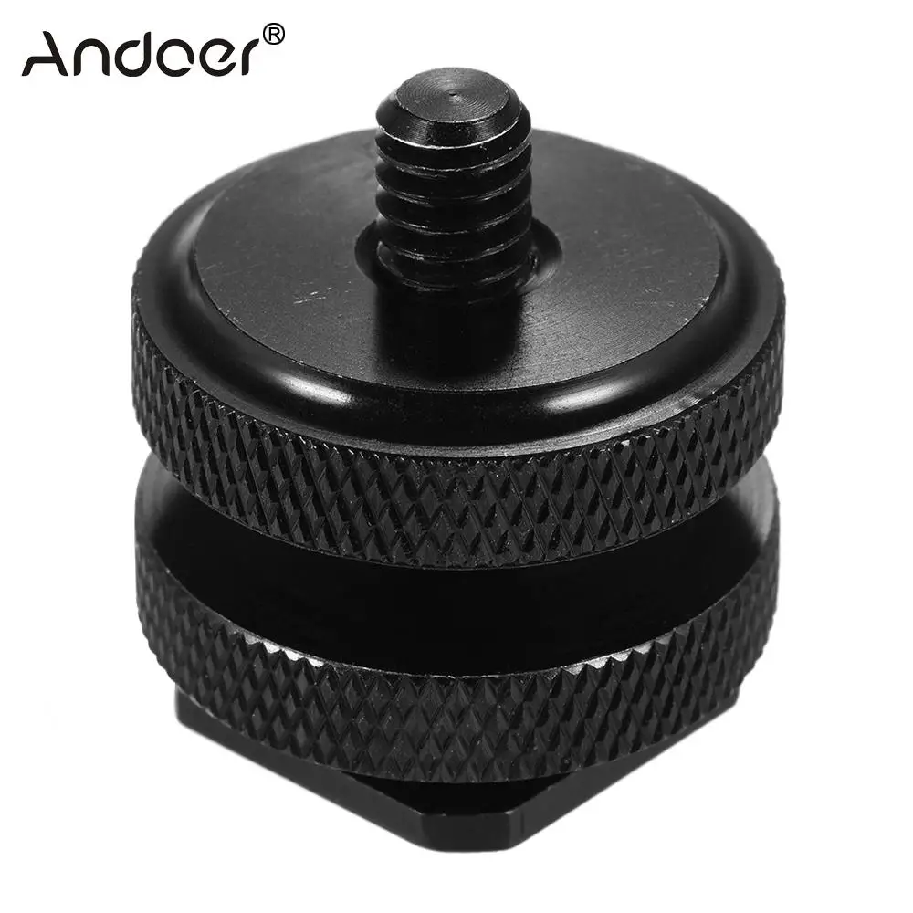 

Andoer Double Nut Adjustable Nuts Flash Mount Adapter Speedlite Accessory 1/4" Thread Screw Metal for Most Tripods/Monopods