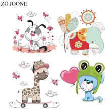 ZOTOONE Мультфильм Патчи Животных Теплопередачи Для Детской Одежды Футболка Diy Утюжный Трансфер
