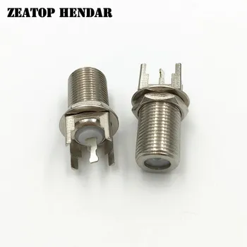 

50Pcs Brass F Thru Hole Female Jack to 4 Legged PC Board PCB Mount Solder Post Straight RF Coaxial Adapter TV PAL Connector