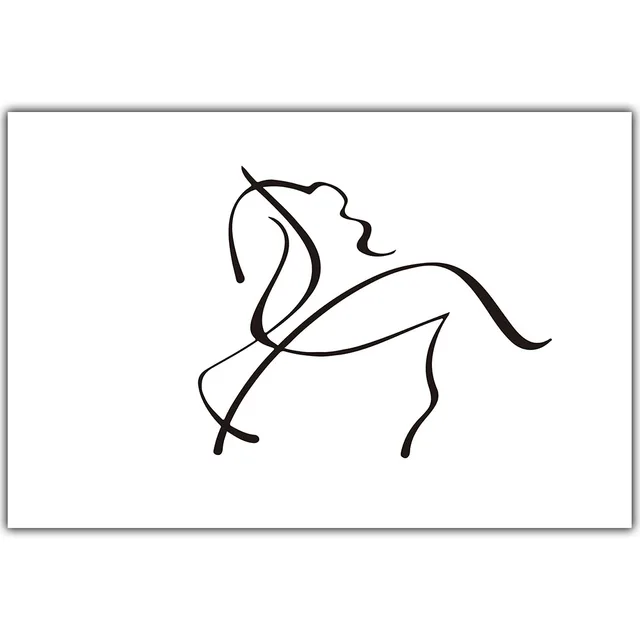 nórdico moderno e minimalista preto e branco cavalo desenho curva