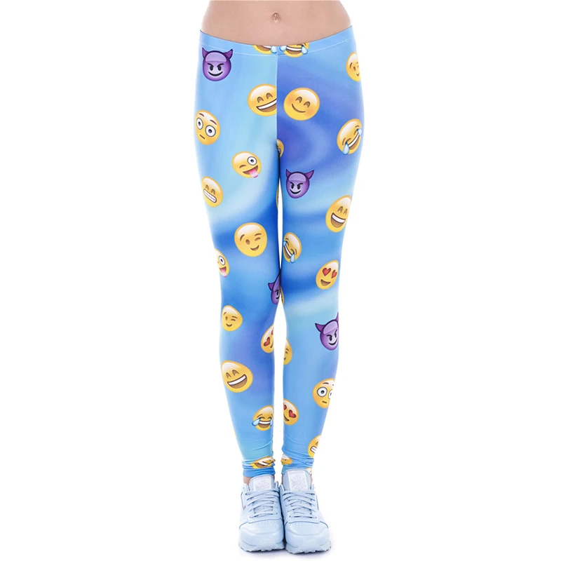 2017 Women Fashion Funny Emoji Smile faces High Waist Leggings 3D