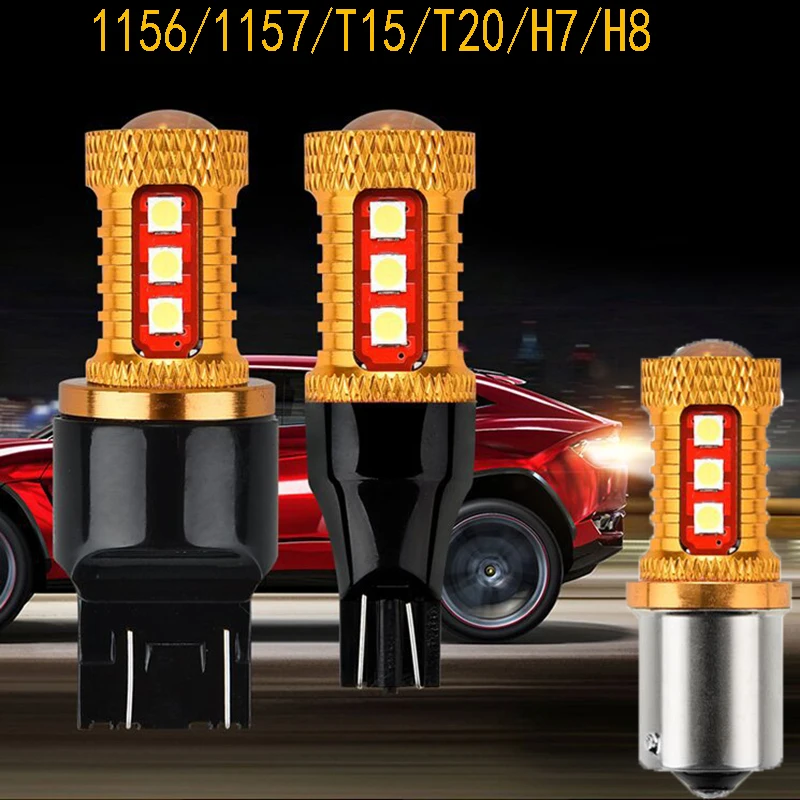 

2 Pcs High lumen P21/5W S25 1157 BAY15D 15 SMD 3030 LED Spot T15 T20 7440 7443 1156 BA15S brake Turn signal light Reverse light