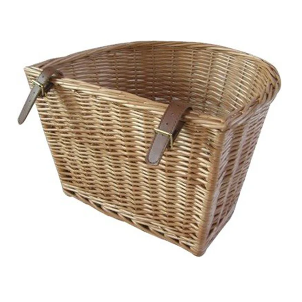Bicycle Front Basket Retro, Handmade, Wicker Handlebar Pannier Cycling Carrying Holder Bike Basket Baggage Bag with Leather Str