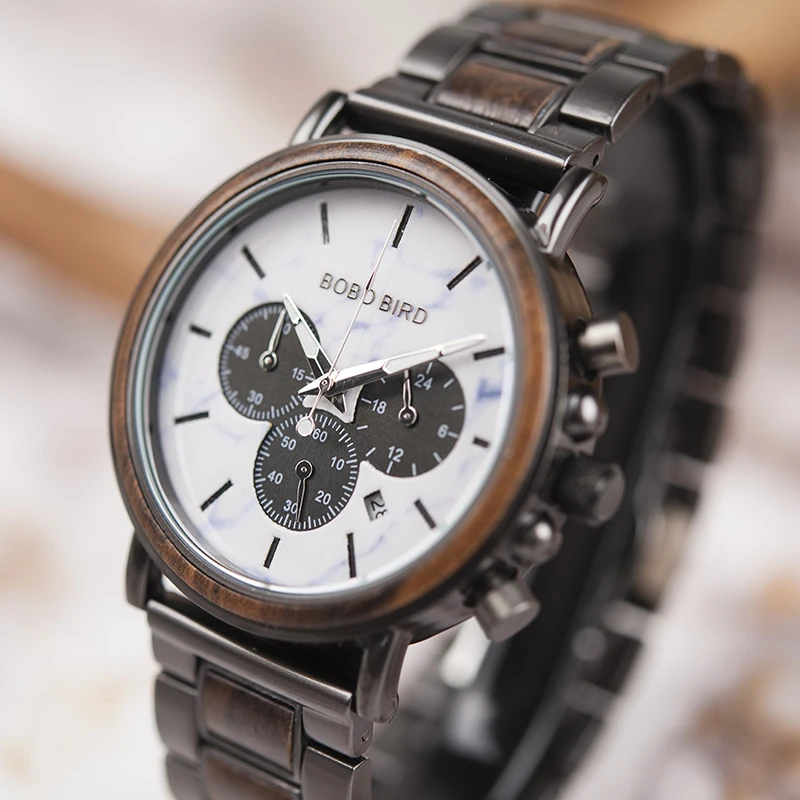 relogio masculino BOBO BIRD Watch Men Luxury Stylish Wood Watches Timepieces Chronograph Military Quartz Men's Gift