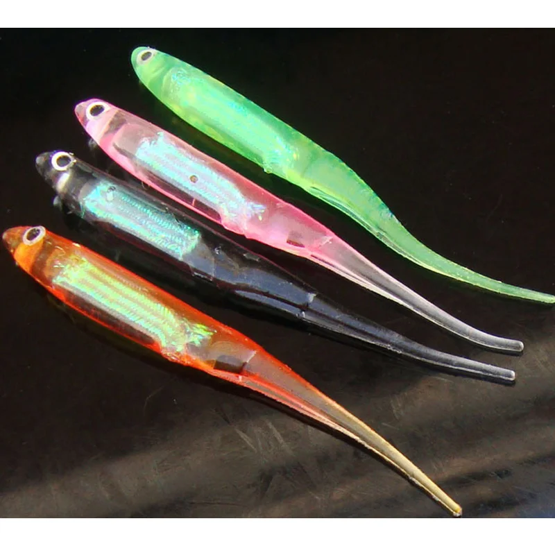 Super Attraction Soft Lure Worm Bait 3D Rainbow Fish 10cm/3g aluminium