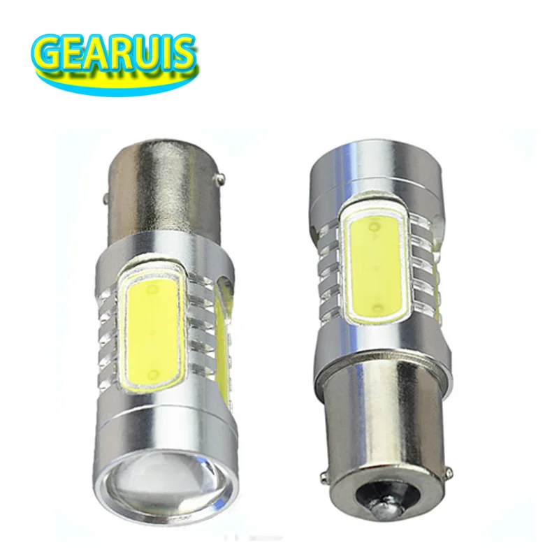 2 шт./лот высокой мощности S25 P21W 1156 BA15S COB 7 5 W с чипах и линзами SMD автомобиля задние