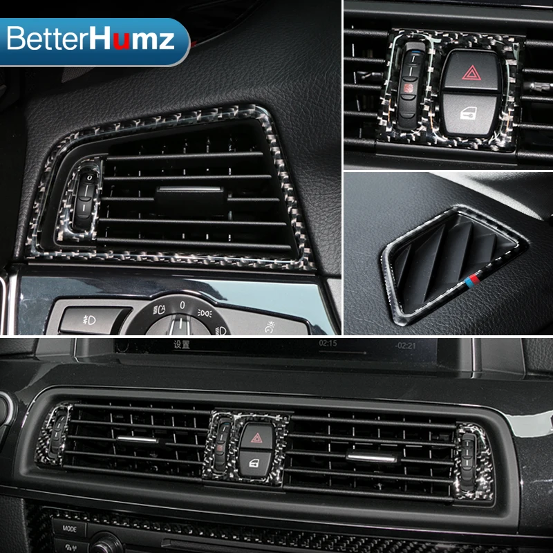 

Interior Carbon Fiber Trim Refit Decorative Air Outlet Conditioning Cover Stickers 5 series For BMW F10 2011-2017 Accessories