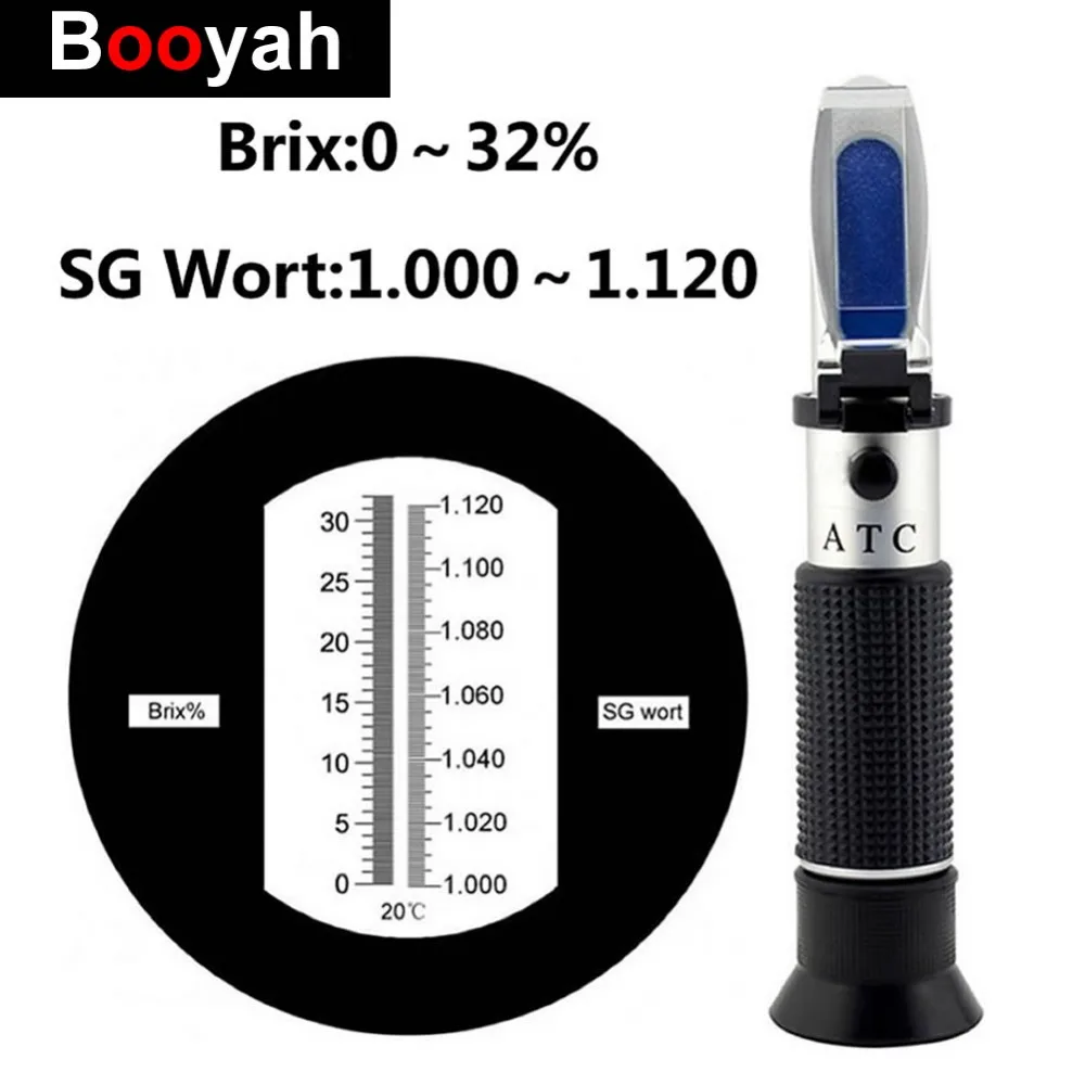 Booyah Hand Held Optical Refractometer Double Scale Specific Gravity 1.