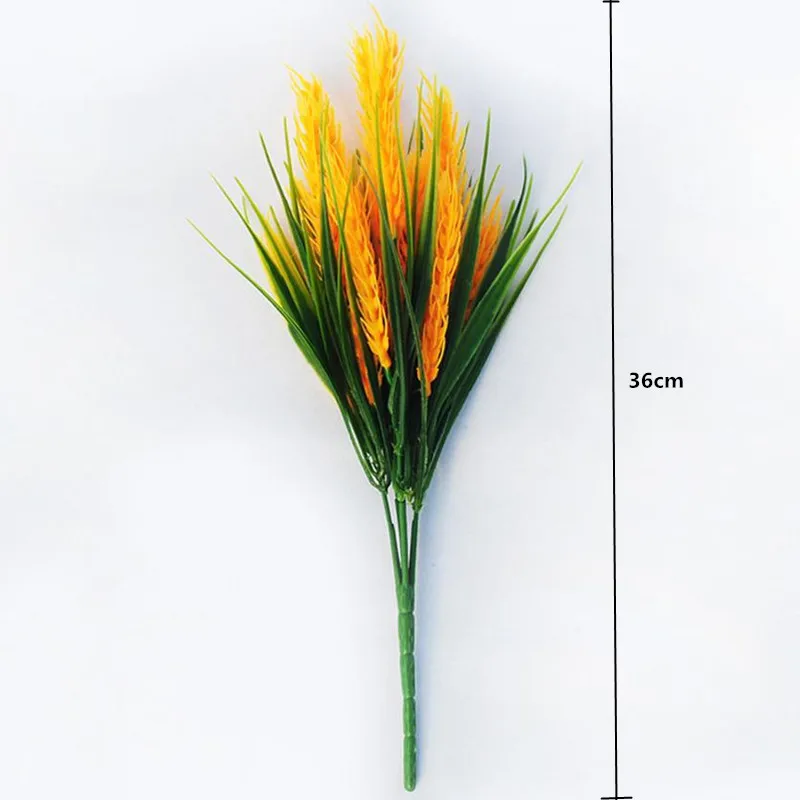 Flone Artificial Wheat Simulaiton Plant Paddy Plastic Fake Flowers Single Branch Small Bouquet Home Dining Table Decoration Art (2)