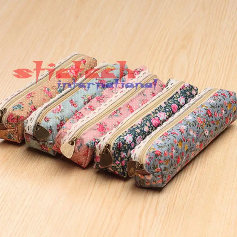 

by dhl or ems 500 pieces Fashion School Pencil Case School Supplies Retro Flower Floral Lace Pencil Pen Bag Cosmetic Makeup Bag