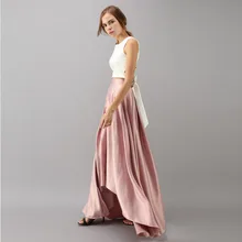Винтажные розовые высокие Длинные атласные длинные юбки для женщин на молнии на заказ женская юбка высокого качества Женская Нижняя Saia Longa