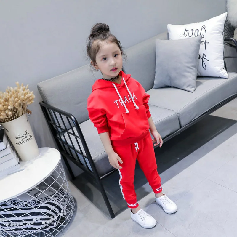 

2018 New Autumn Item Girl Casual Suit Sports Suit Including Hooded Top+Pant 2pcs Per Set