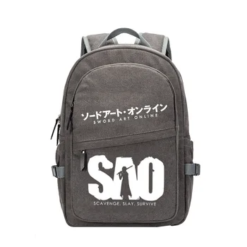 

SAO Sword Art Online Japan Anime Canvas Backpack Bakugou Katsuki Gray Rucksack School Book Laptop Bag Mochila