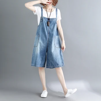 

Vintage Denim Overalls Women Summer Fashion Jumpsuits Female Denim Playsuit Straps High Waist Loose Rompers