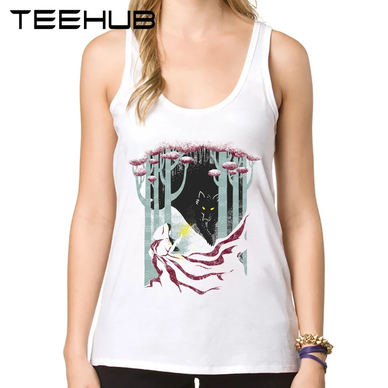 

Fashion Into the Woods. Design Women Tank Tops Night Wolf Printed Girl's Camisoles Lovely Ladies' O-Neck Slim Vest