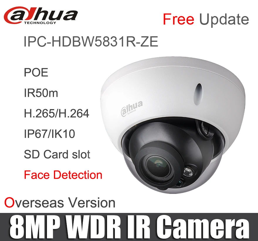 Dahua 8mp ip-камера IPC-HDBW5831R-ZE заменяемая IPC-HDBW5830R-Z 8MP Netwok камера 50 м ИК диапазон сетевая камера с POE IP67 IK10