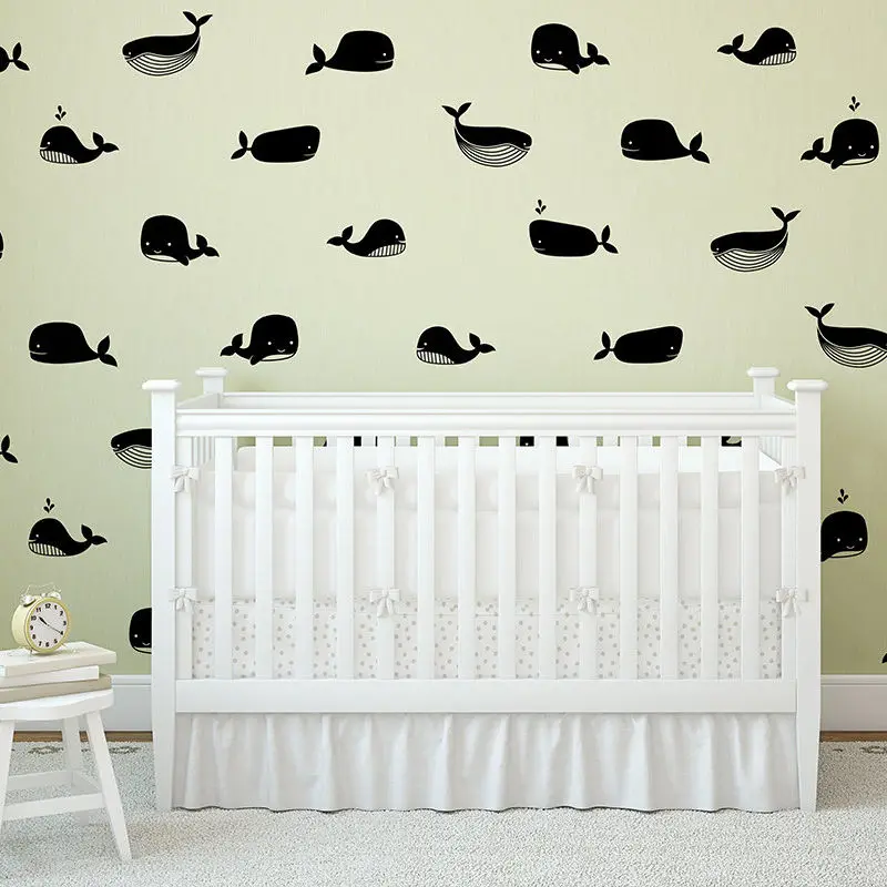 Cartoon Whale Vinyl Wand Aufkleber Entzuckende Kinderzimmer Dekor