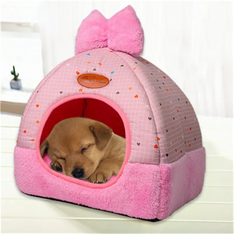 small Pet Dog Cat house bed Tent Kennel Winter Warm Nest Soft Foldable Sleeping Mat Pad Small Medium Dogs Pet Products House