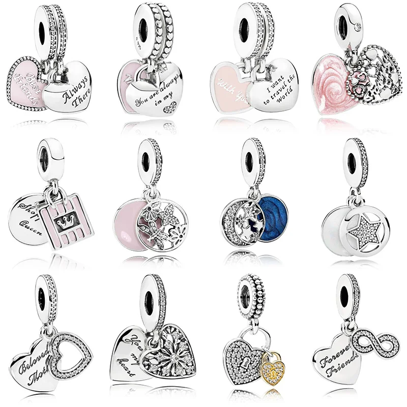 

Authentic 925 Sterling Silver Charm Star Moon Crown Pendants Beads For Original Pandora Charm Bracelets & Bangles Jewelry