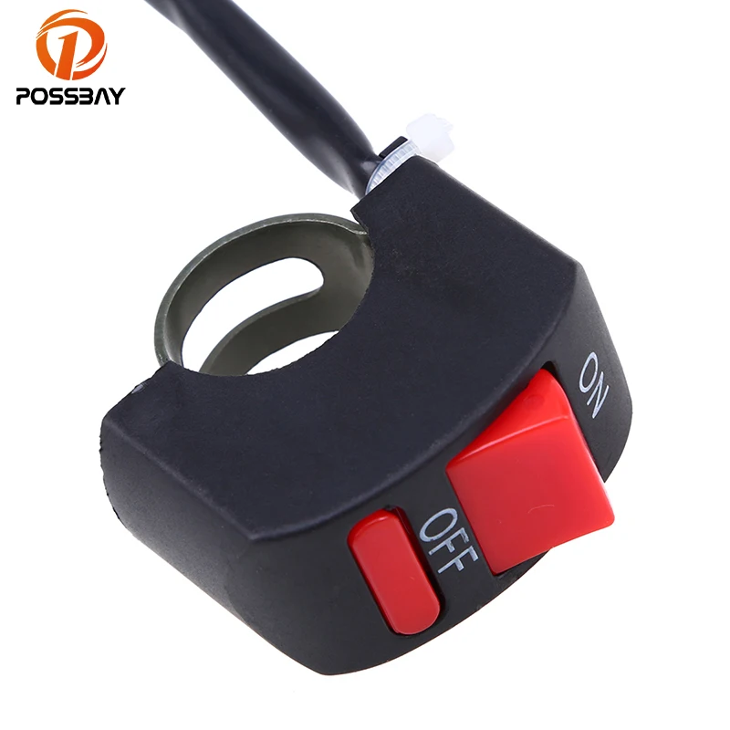 POSSBAY 7/8" Universal Handlebars Switch Horn Turn Signals On/Off Button Motorcycle Switch