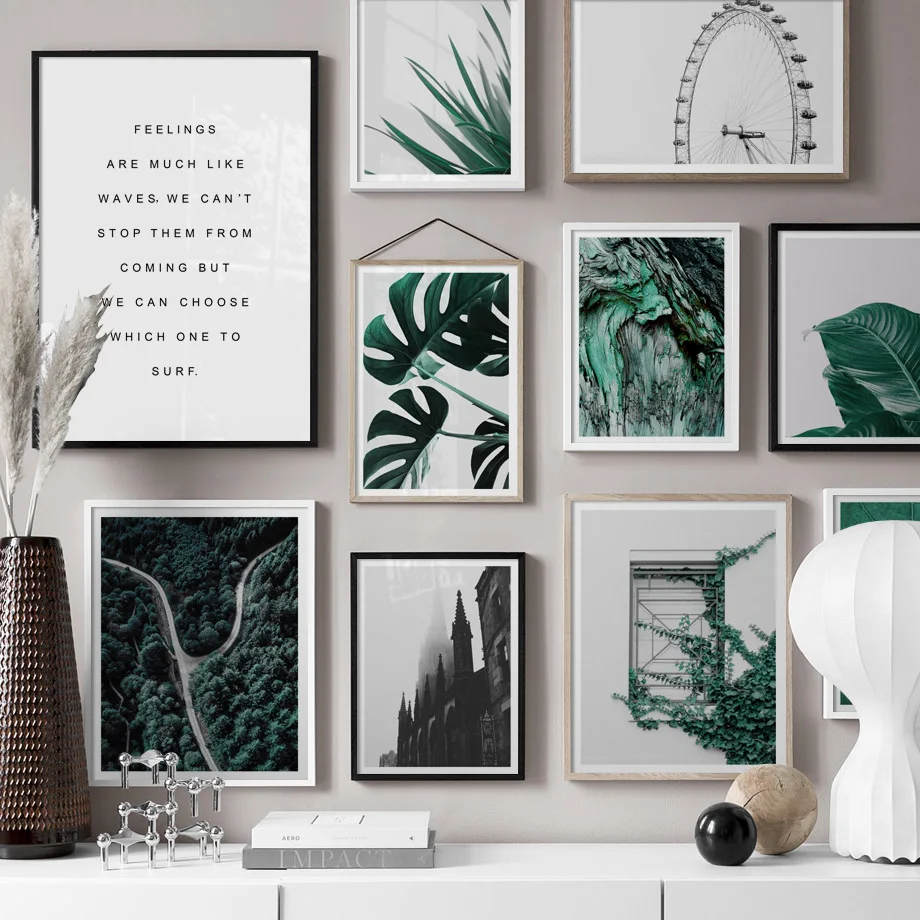 

Monstera Banana Leaf Forest Ferris Wheel Nordic Posters And Prints Wall Art Canvas Painting Wall Pictures For Living Room Decor