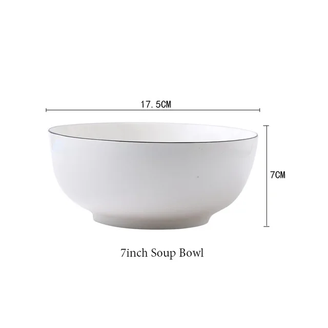 ANTOWALL нордическая домашняя керамическая посуда, набор из одного предмета, простой черный край, белая обеденная тарелка, блюдо и миска - Цвет: 11