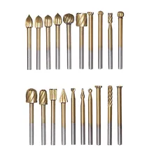 20 HSS Titanium Coating Routing Router Grinding Bit Burr Speed Kit For Dremel Wood Rotary Milling Cutter Tool Set NG4S