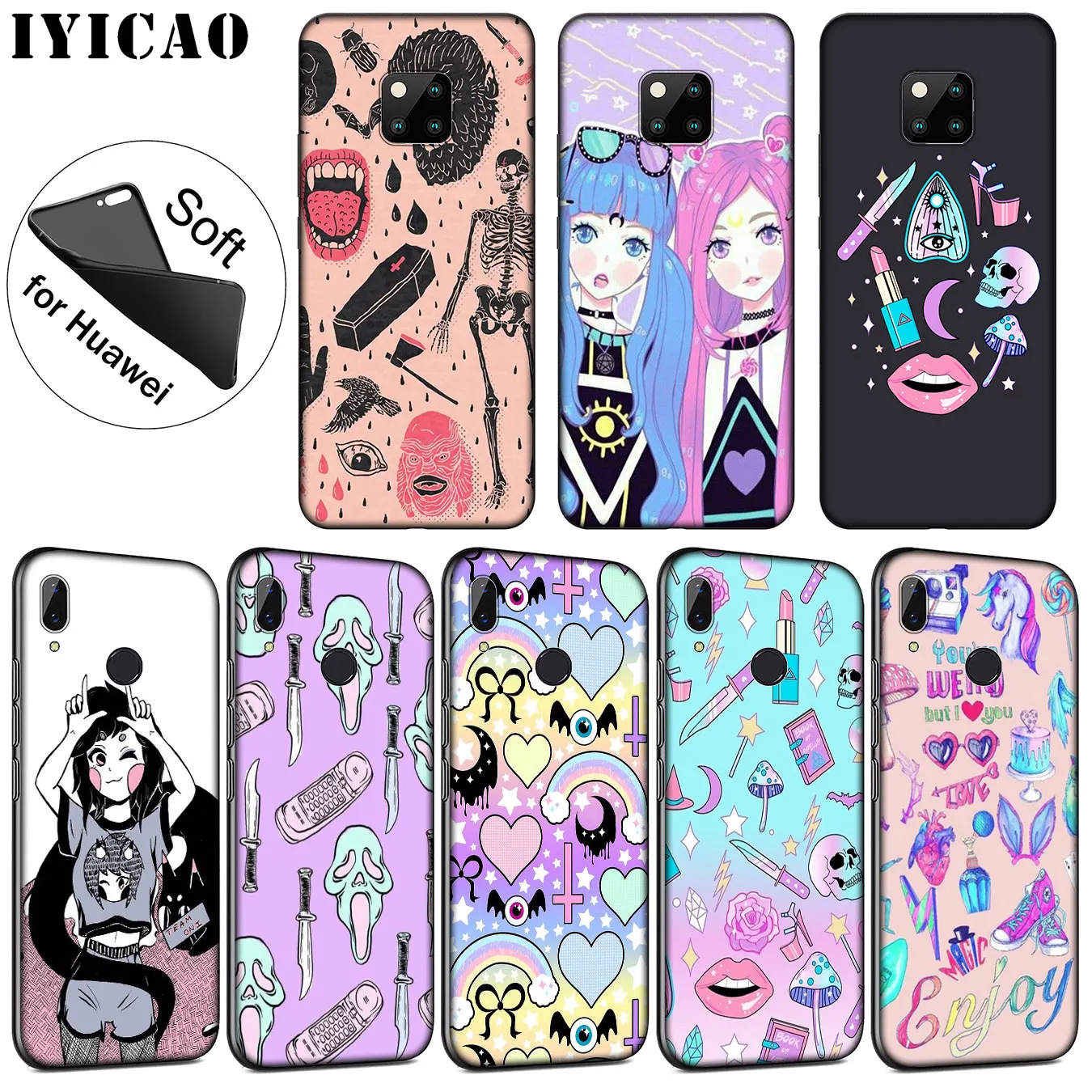 IYICAO Girly Pastel Witch Goth Мягкий силиконовый чехол для телефона Huawei Mate 30 20 10 Pro Lite Nova 5I 4 3i 3 2i