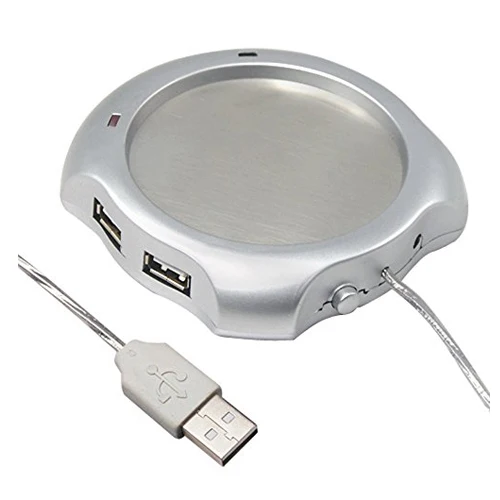 USB чайная чашка нагреватель для кофейной кружки нагревательные коврики с концентратором 4 порта USB PC для ноутбука, серебро