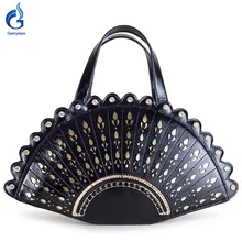 2016 frauen Taschen Retro Kunst Diamant Fan stil Totes frauen Messenger Bag Handtaschen Süße Schwarz Pu La bolsa de mensajero