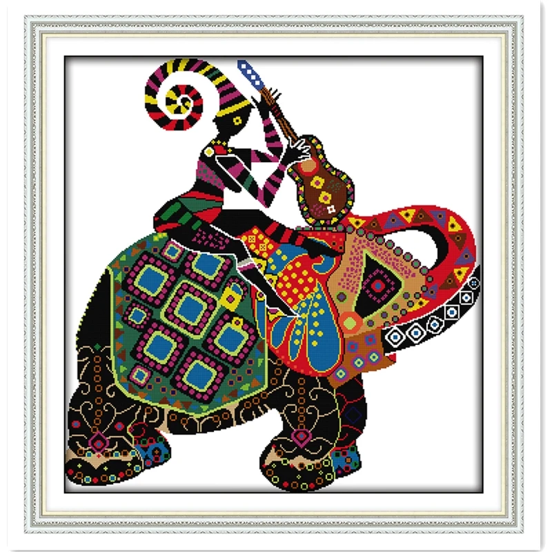 

National Elephant Home Decoration Embroidery Cross Set Needlework Chinese Counted Cross Stitch Pattern DMC Cross Stitch Fabric