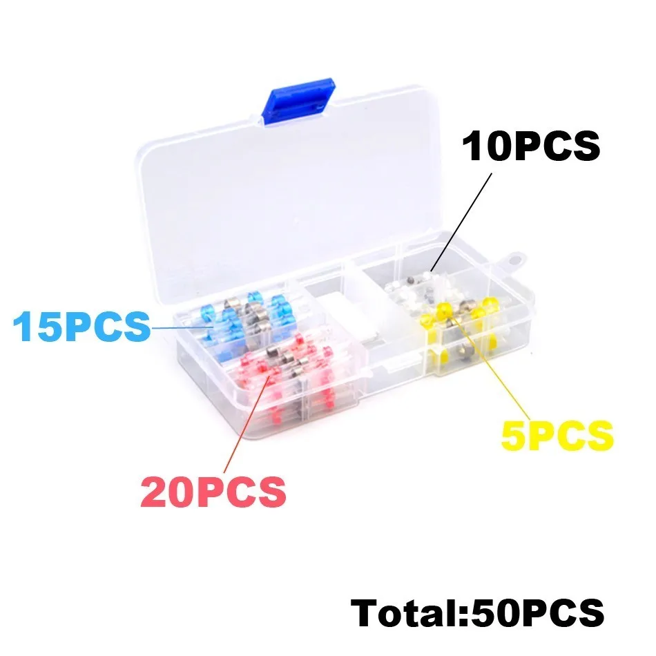 50 шт. и 100 шт. набор термоусадочных проводов соединители припоя рукава водонепроницаемые быстрые стыковые клеммы Терминатор Электрический электрик SST - Цвет: 50PCS2