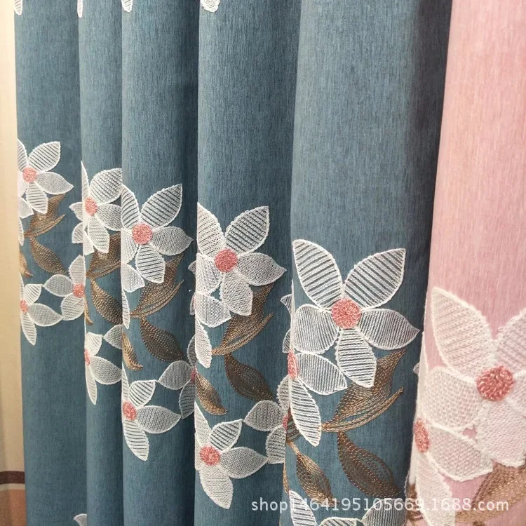 abbiemao embroidery curtains and voile cotton linen cloth with flower embroidered pastoral and