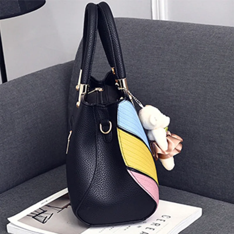 Women Stripe Handbag Female Leather Crossbody Bag Lady Fashion Bear Messenger Shoulder Bags Bolsa Purse Tote Sac A Main SS7214 (2)