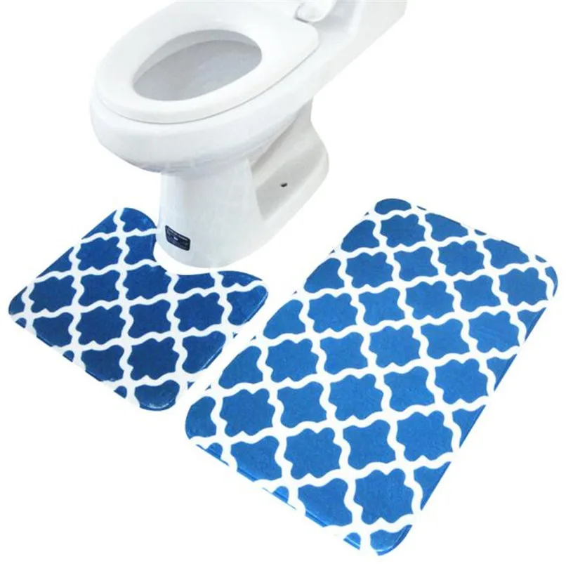 2PCS Bath Mats Rug Memory Foam Bathroom Rug Mat Floor Carpet Set bathroom accessories #2y30 (7)