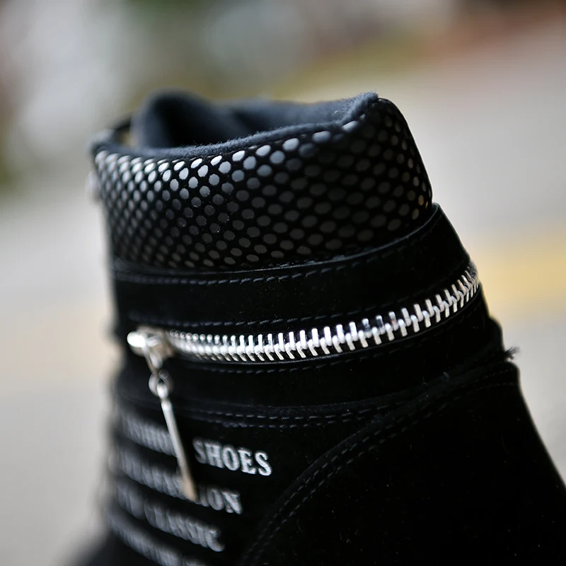 Men's Casual Shoes Lace-up High Top Fashion Shoes Men Autumn Zipper Decoration Flat Shoes For Student Black zapatos de hombre
