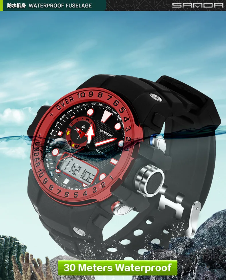 SANDA часы мужские люксовый бренд мужские водонепроницаемые кварцевые часы модные уличные спортивные часы военные часы relogio masculino