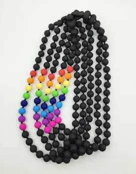 

Rainbow Silicone teething Necklace for Mommy ,baby chew teething necklace