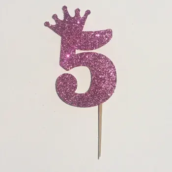 

PINK Bling custom number glitter cupcake Toppers baby bridal shower birthday wedding party cake decorations food picks