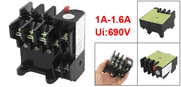JR36-20 1.6Amp 1A-1.6A Adjustable 3 Pole Thermal Overload Relay 1NO 1NC