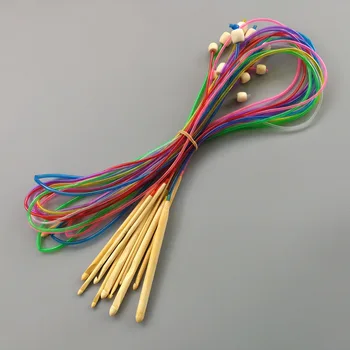 

12 Sizes 3.0-10.0mm 120cm Afghan Tunisian Rug Crochet Hooks Set Bamboo Knitting Needles With Colored Tube