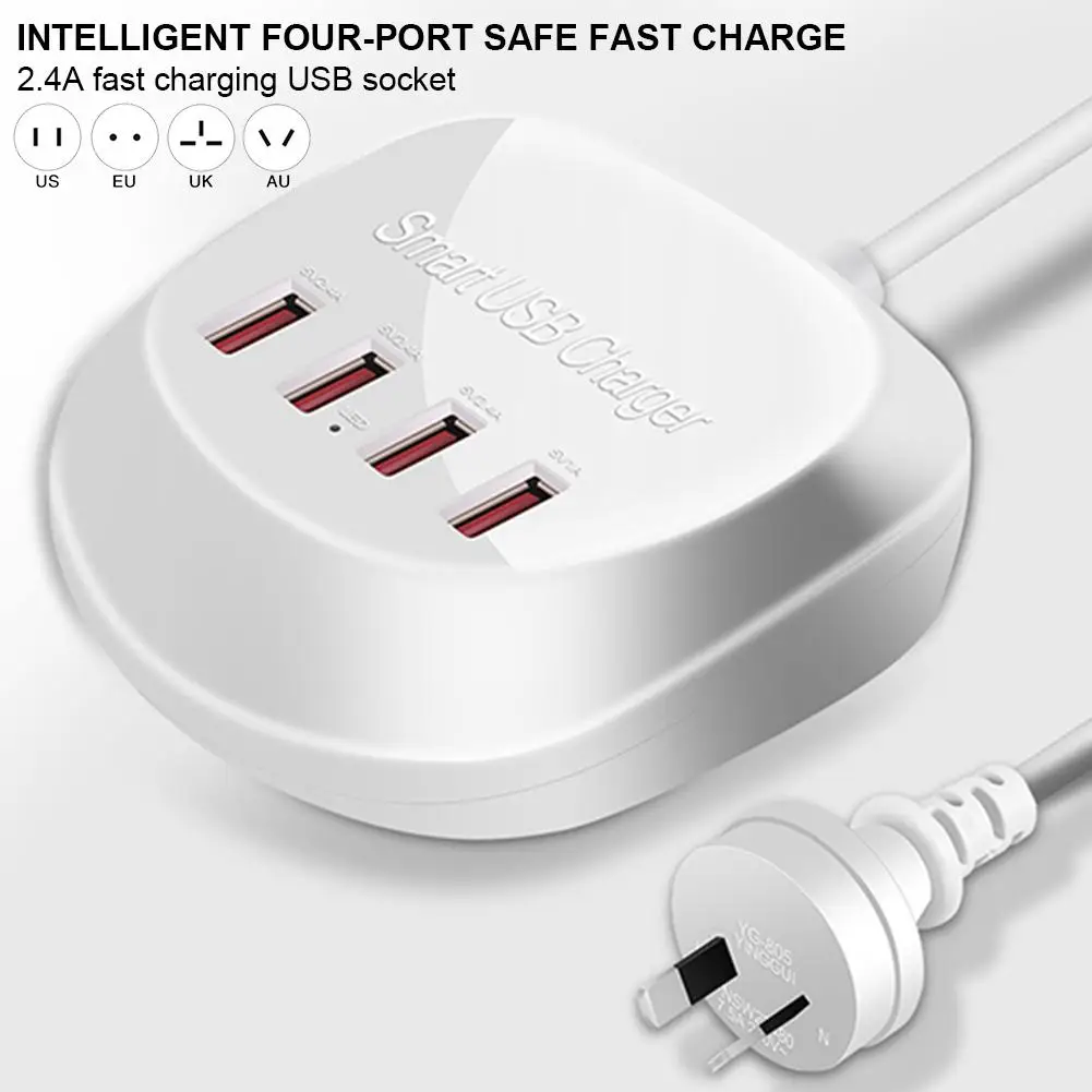 

4 Port Multi USB Charger hone Charger Universal Mobile Phone Desktop Wall Home Chargers Station Dock EU US UK AU Plug
