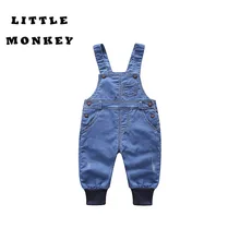 Новинка; Весенний детский хлопковый комбинезон; джинсовая одежда без рукавов для мальчиков; модные однотонные свободные штаны для девочек; модная одежда